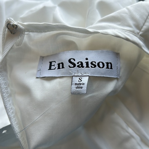 En Saison Lifted Mini Dress Ruffle Round Neck Sleeveless White Sz S NEW - Picture 7 of 11